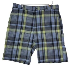 PGA Tour Mens Size 34 Blue Green Plaid‎ Golf Shorts Performance Casual